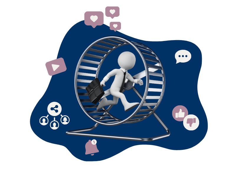 Symbolisches Hamsterrad für Social Media